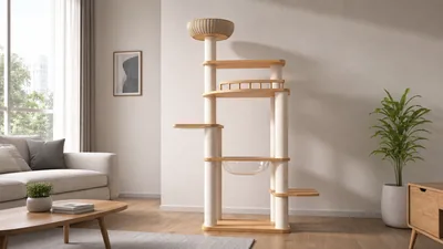 Solid Wood Capsule Cat Tree for Ecommerce SKU Planning