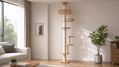 Floor-to-Ceiling Cat Tree for Vertical Space and Project Orders