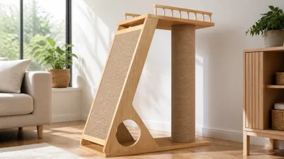 Solid Wood Cat Scratching Post for Retail Scratch-Zone Assortments