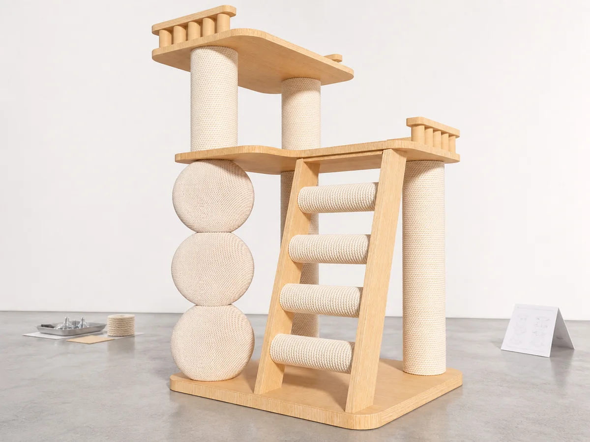 TW-0708-037 cat activity tower prepared for ramp component and sample review