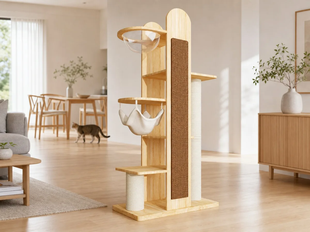 CT-0708-088 capsule cat tree with open circulation around both sides