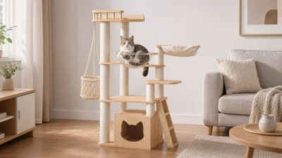 Cat-Shaped Hideaway Cat Tree for Character-Led Furniture Lines