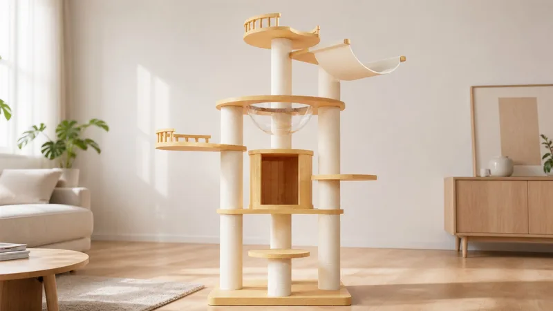 Wide-Base Cat Tree for Carton-First Retail Planning