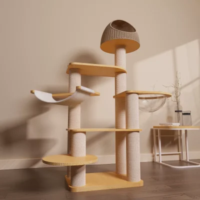 Solid Wood Capsule Cat Tree CT-0708-004