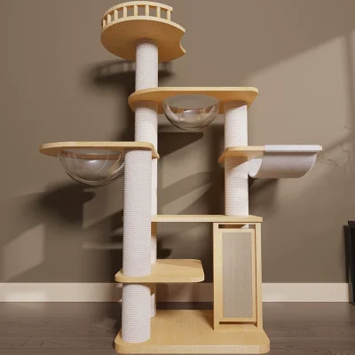 Solid Wood Capsule Cat Tree CT-0708-012