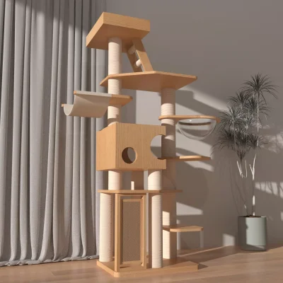 Solid Wood Capsule Cat Tree CT-0708-016