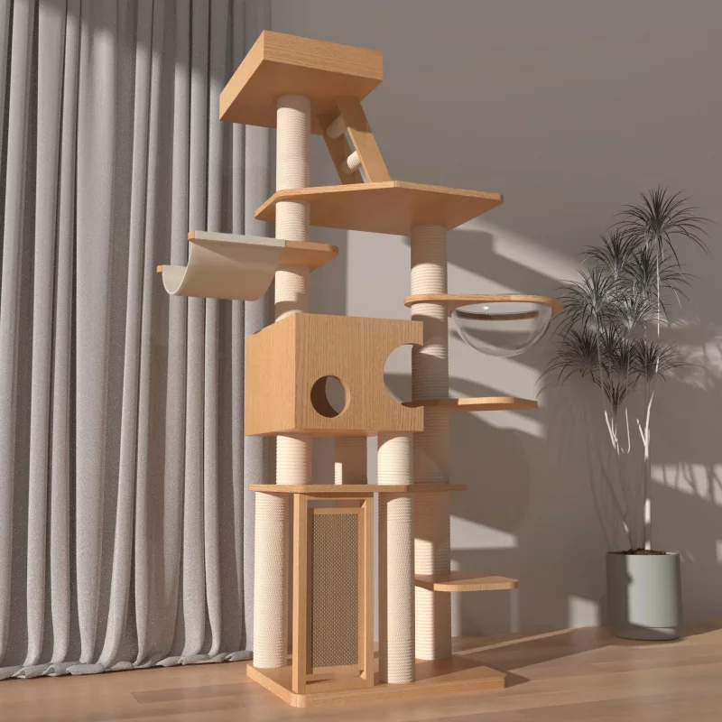 Solid Wood Capsule Cat Tree CT-0708-016