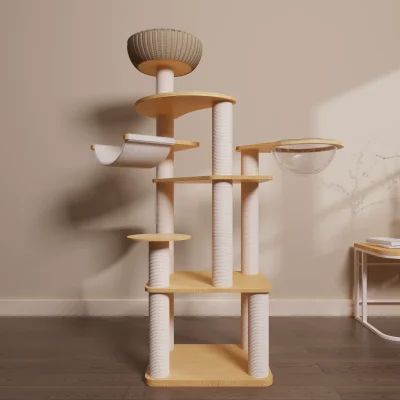 Solid Wood Capsule Cat Tree CT-0708-017