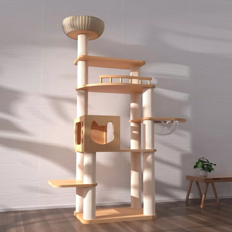 Solid Wood Capsule Cat Tree CT-0708-028