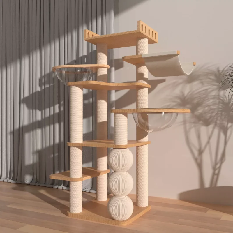 Solid Wood Capsule Cat Tree CT-0708-034