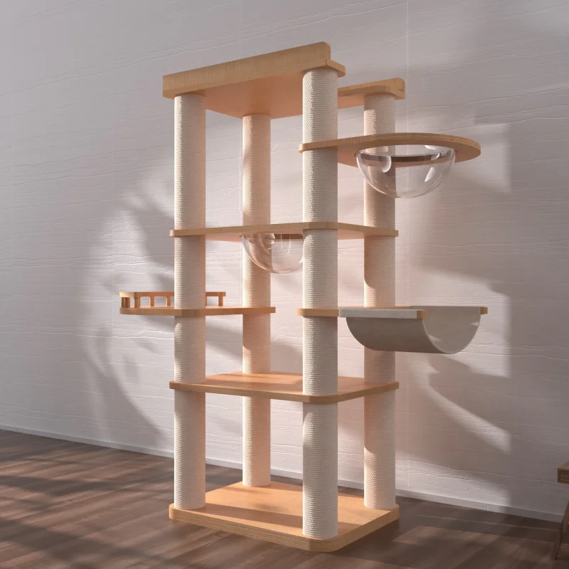 Solid Wood Capsule Cat Tree CT-0708-043