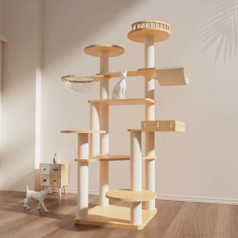 Solid Wood Capsule Cat Tree CT-0708-052