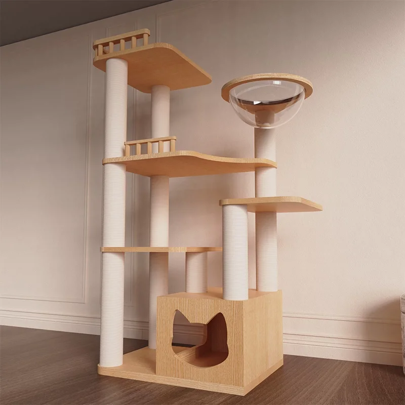 Solid Wood Capsule Cat Tree CT-0708-061