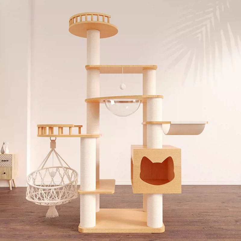 Solid Wood Capsule Cat Tree CT-0708-065