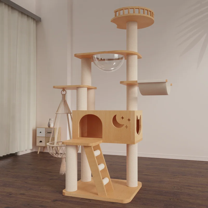 Solid Wood Capsule Cat Tree CT-0708-076